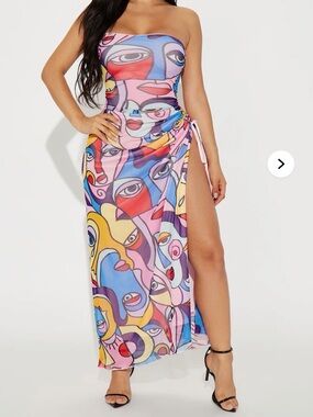 Fashion Nova Cecilia Portrait Mesh Midi Dress Size 3X NWT #296
